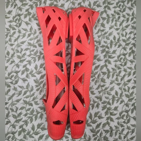 Melissa + Jason Wu bright coral ballet flats - Picture 4 of 8